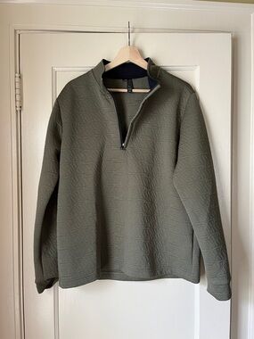 Men’s adidas Olive Green Quilted Half-Zip Pullover